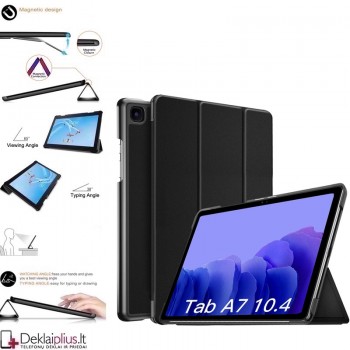 Dirbtinės odos atverčiamas dėklas planšetei - juodas (Samsung Tab A7 10.4 (2020)